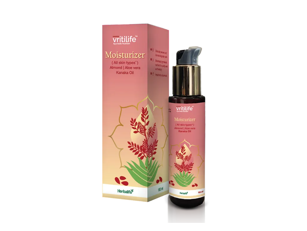 Vritilife® Moisturizer (All skin types*) — An effective blend of authentic Ayurveda formulation and botanicals to nourish, smoothen and retain moisture in the skin.